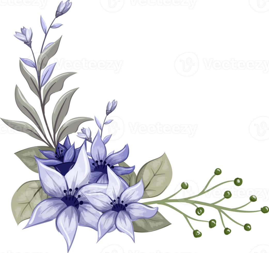Purple Floral Bouquet With Watercolor png