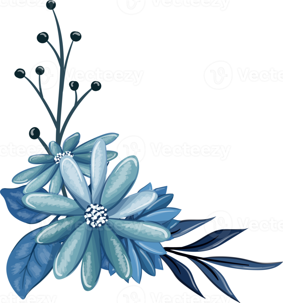 Blue Floral Bouquet With Watercolor png