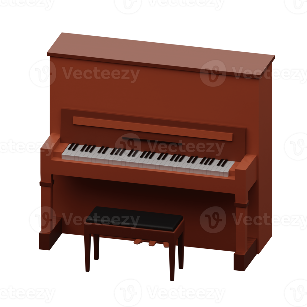 Piano clásico renderizado en 3D perfecto para proyectos de diseño musical png