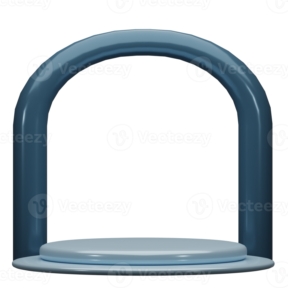 Podium cylindrique en rendu 3d avec porte ovale à l'arrière, parfait pour la séance photo de produits png