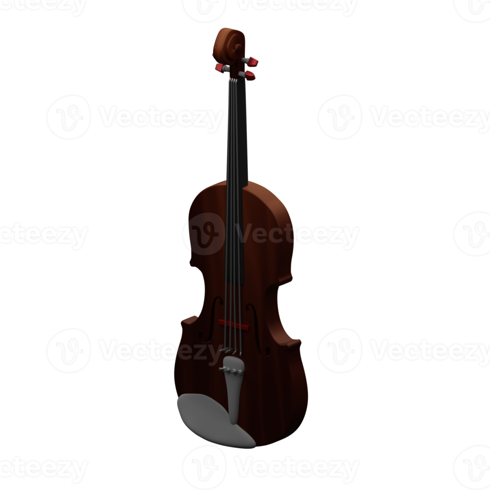 Violino renderizado em 3D perfeito para projeto de design de música png