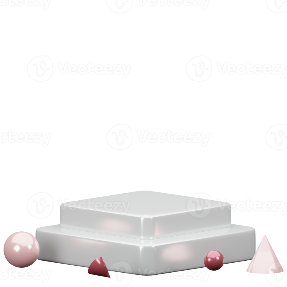 Podium carré rendu 3d isolé sur fond rouge parfait pour la séance photo du produit png