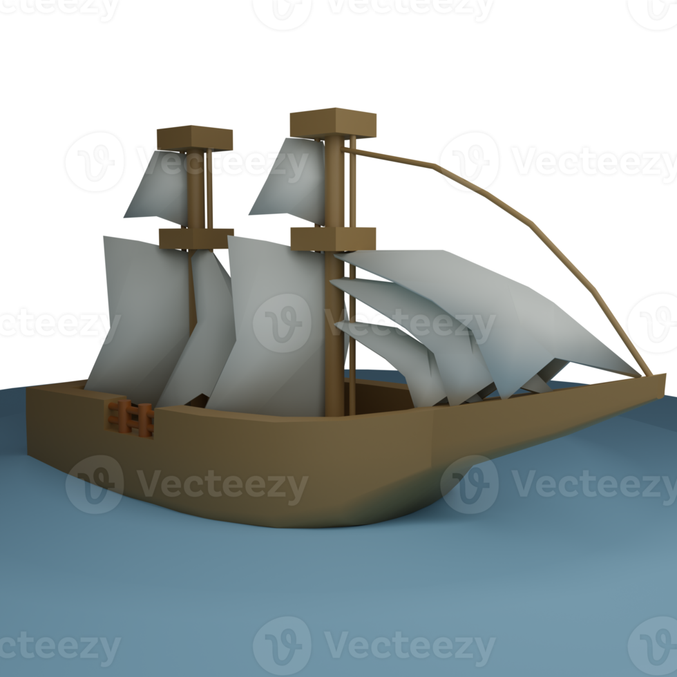 ship in the sea 3d modeling png