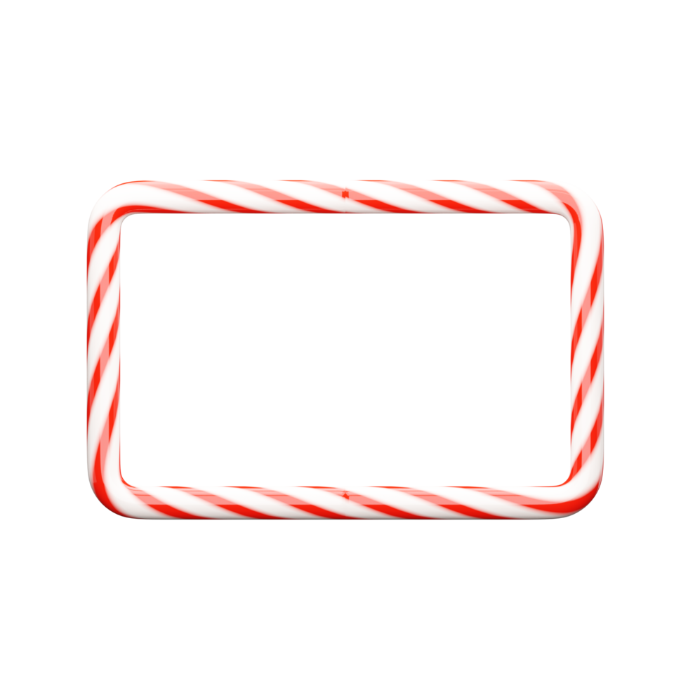 3D candy cane square frame png