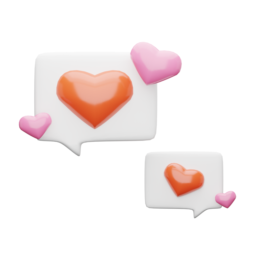 3D heart with notification message png