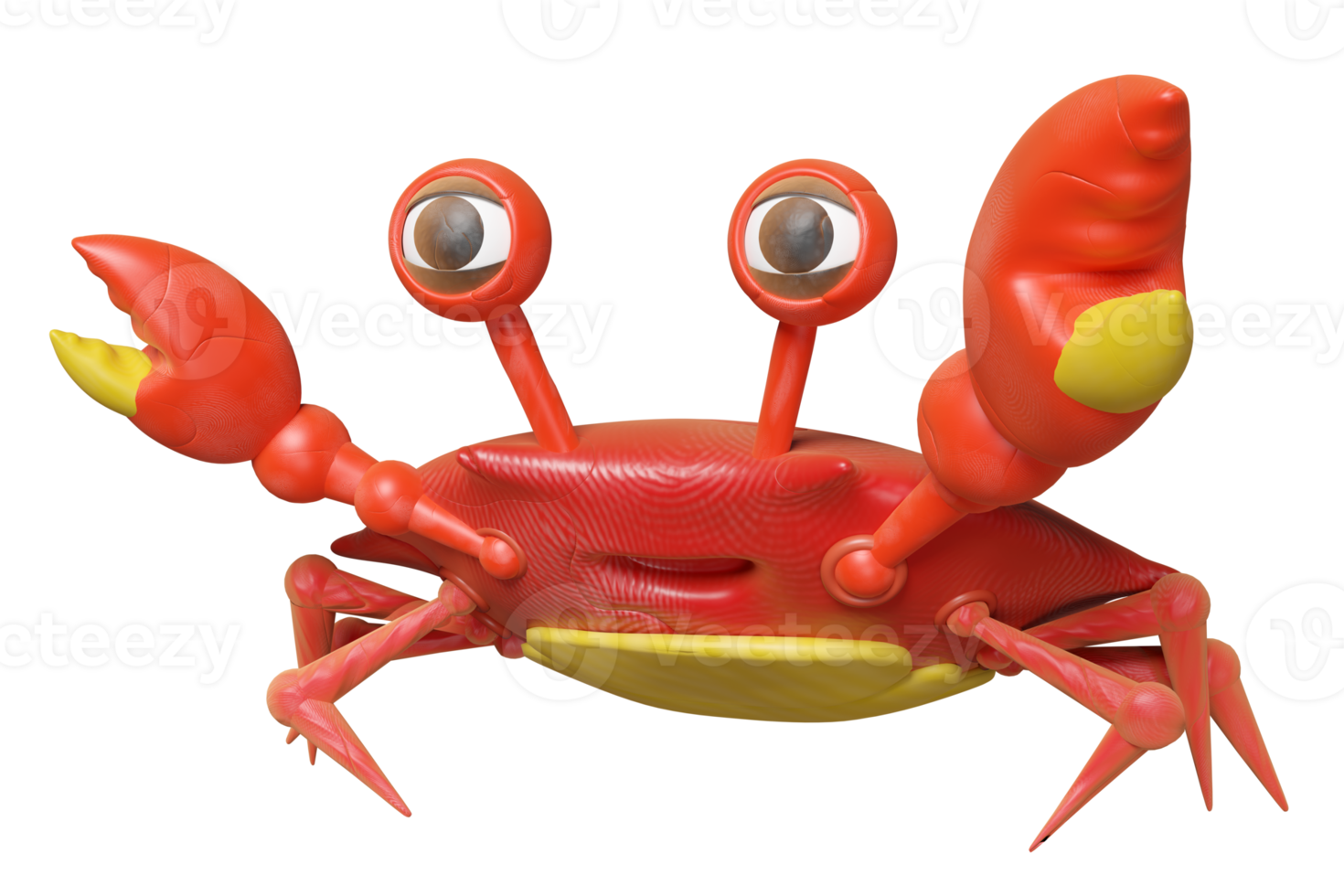 3d red crab from plasticine isolated. clay toy icon concept, 3d illustration render png