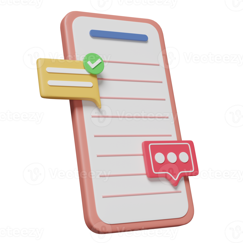 3d social media with mobile phone, smartphone icons, chat bubbles isolated. online social, communication applications concept,  3d render illustration png