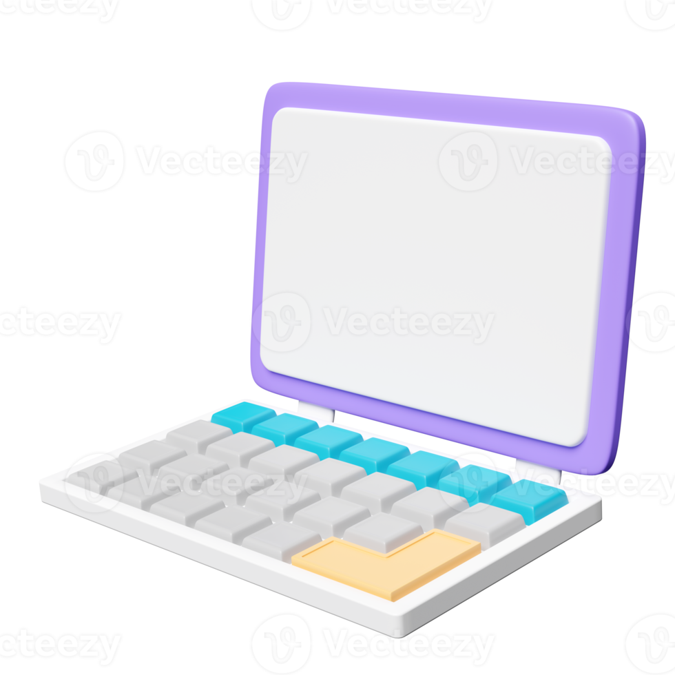 3D-Laptop-Computer-Monitor isoliert. minimales konzept, 3d-renderillustration png