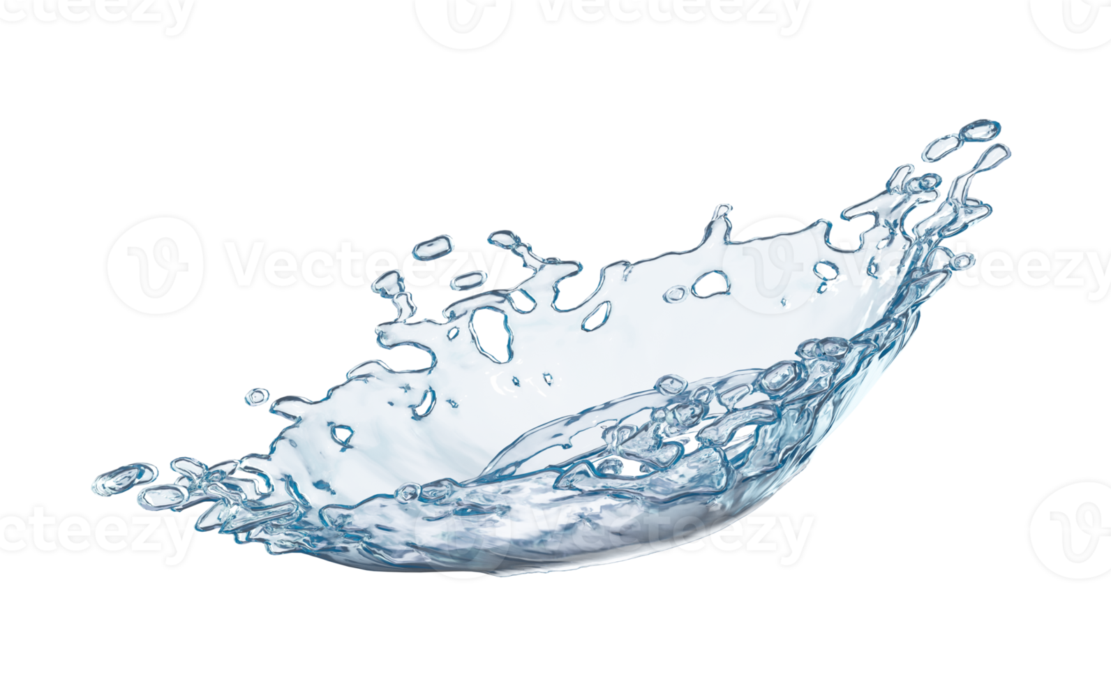 3d wasserspritzer transparent, klares blaues wasser verstreut herum isoliert. 3D-Darstellung png