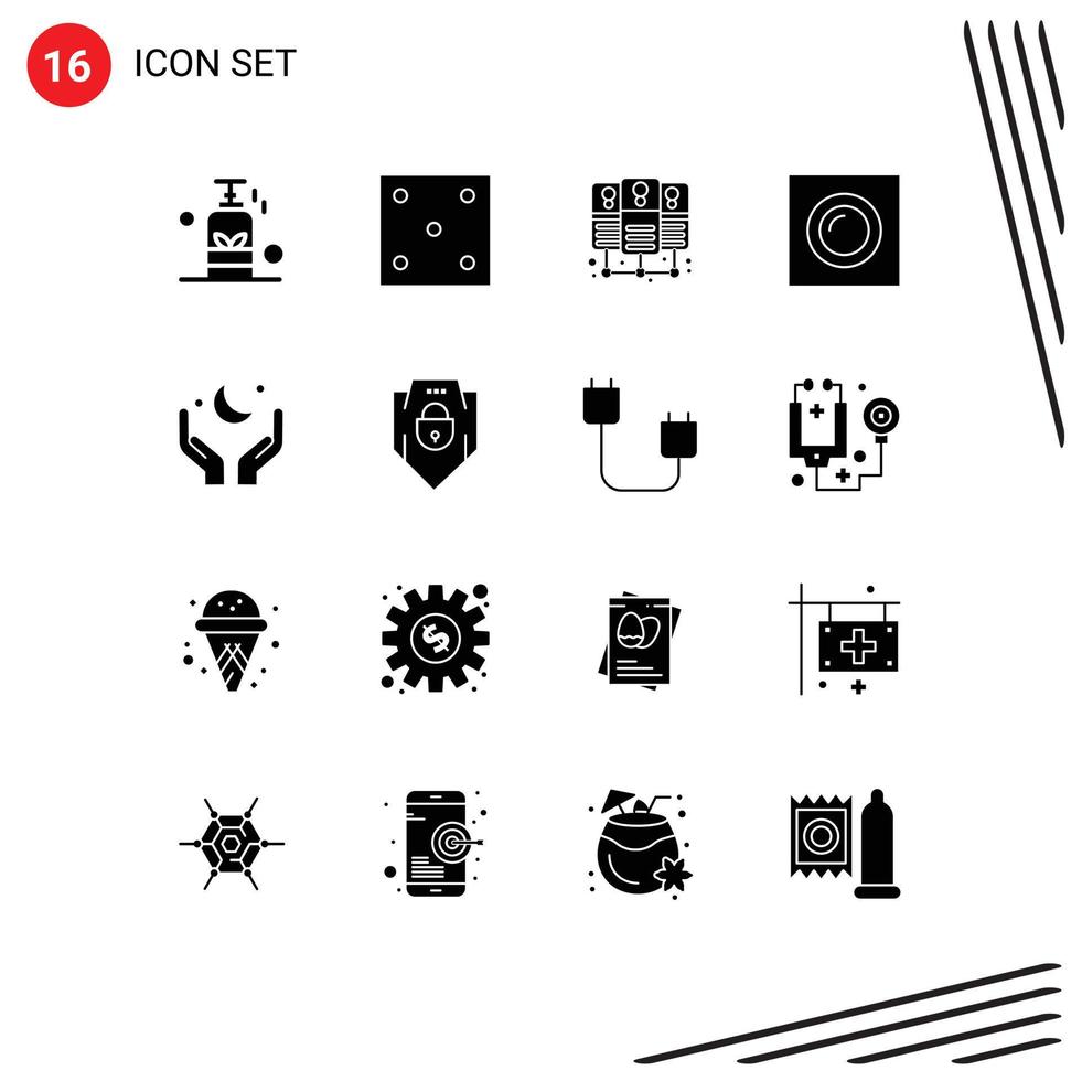 User Interface Pack of 16 Basic Solid Glyphs of hand recessed sport light interior Editable Vector Design Elements