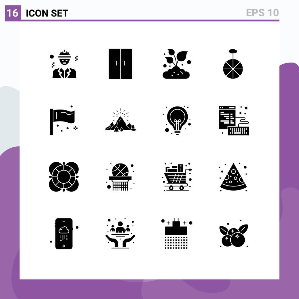 Modern Set of 16 Solid Glyphs and symbols such as flags congress farm circus wheel Editable Vector Design Elements