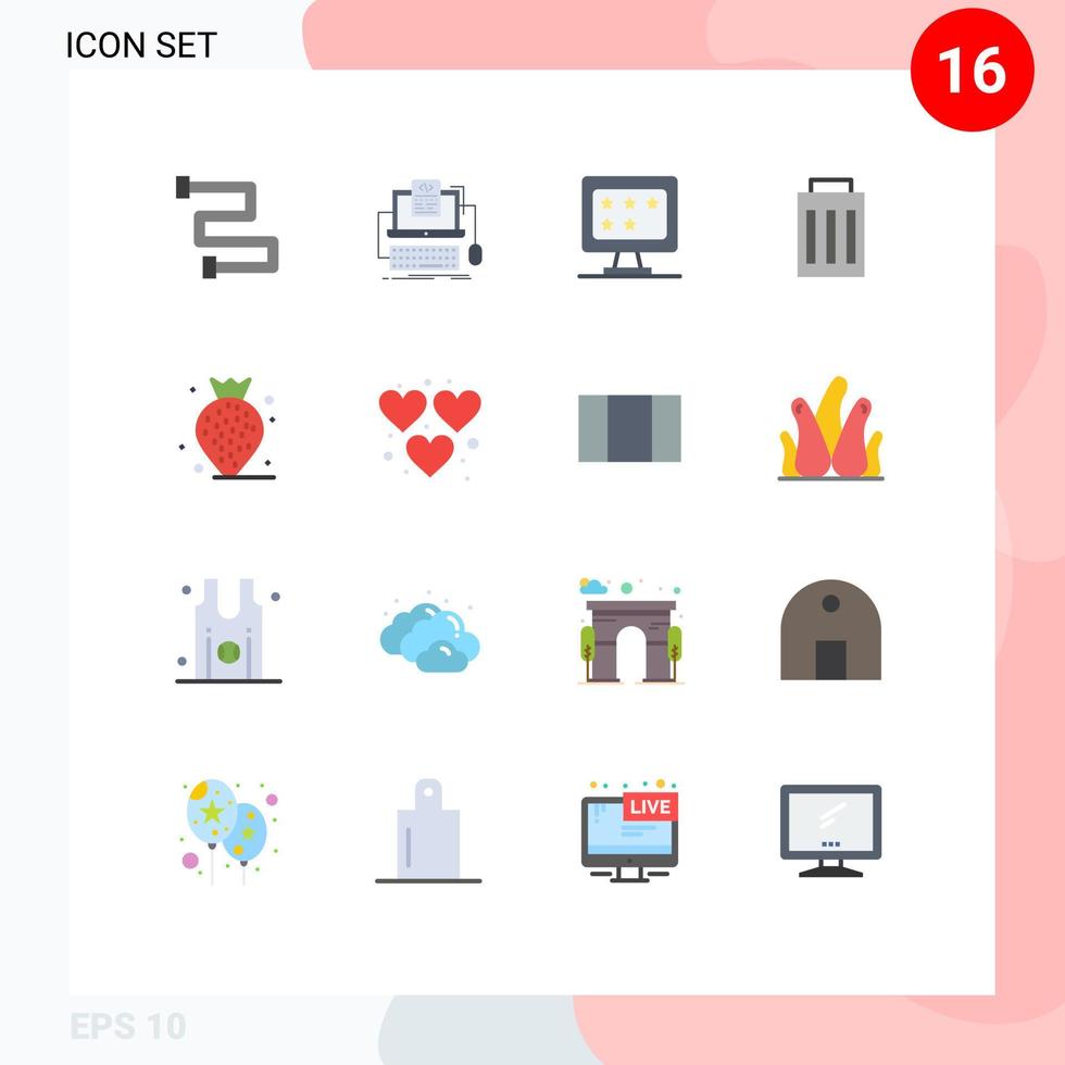 paquete de iconos de vector de stock de 16 signos y símbolos de línea para el usuario de fresa eliminación de basura comercial paquete editable de elementos creativos de diseño de vectores