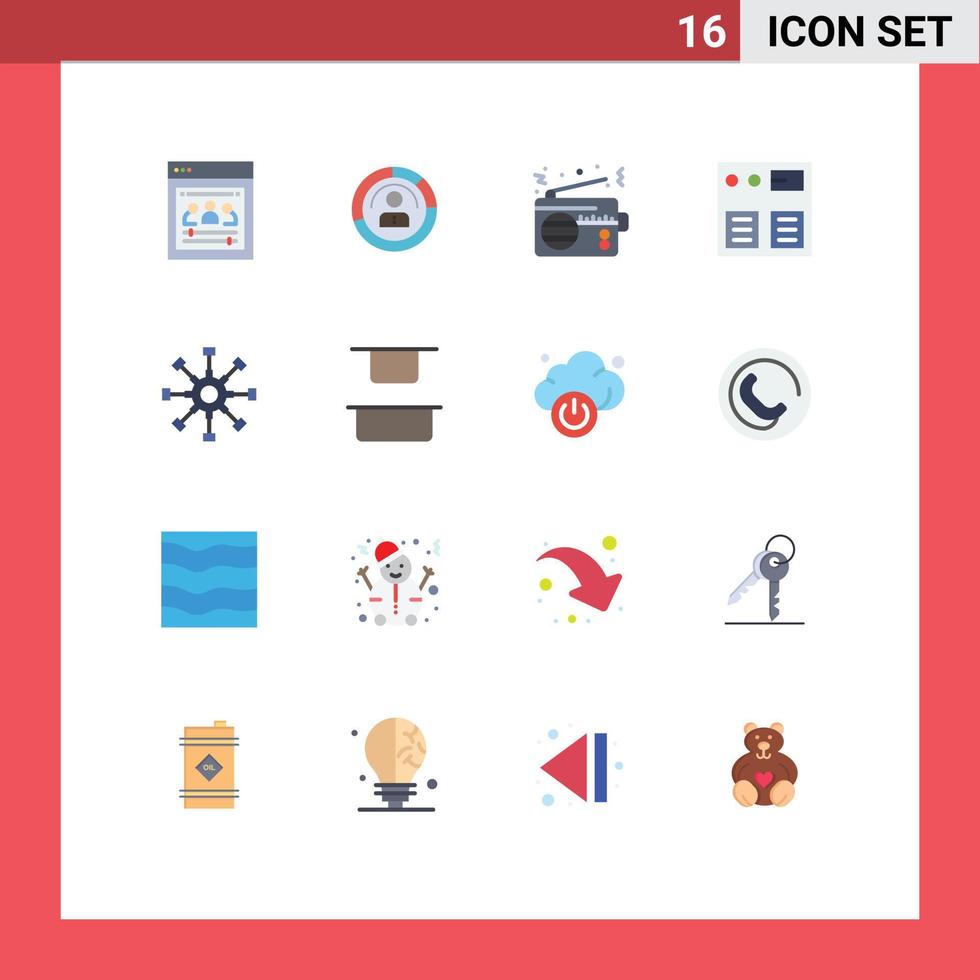 16 Universal Flat Colors Set for Web and Mobile Applications online connection personal technology communication Editable Pack of Creative Vector Design Elements