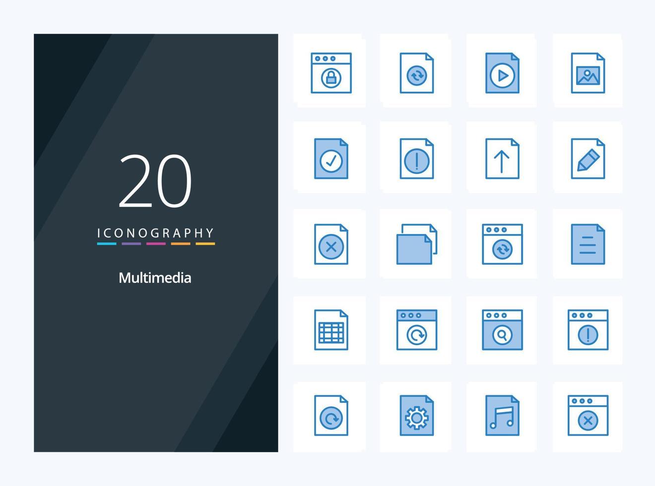 20 Multimedia Blue Color icon for presentation vector