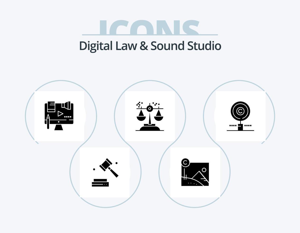 Digital Law And Sound Studio Glyph Icon Pack 5 Icon Design. law. court. business. conclusion. law vector