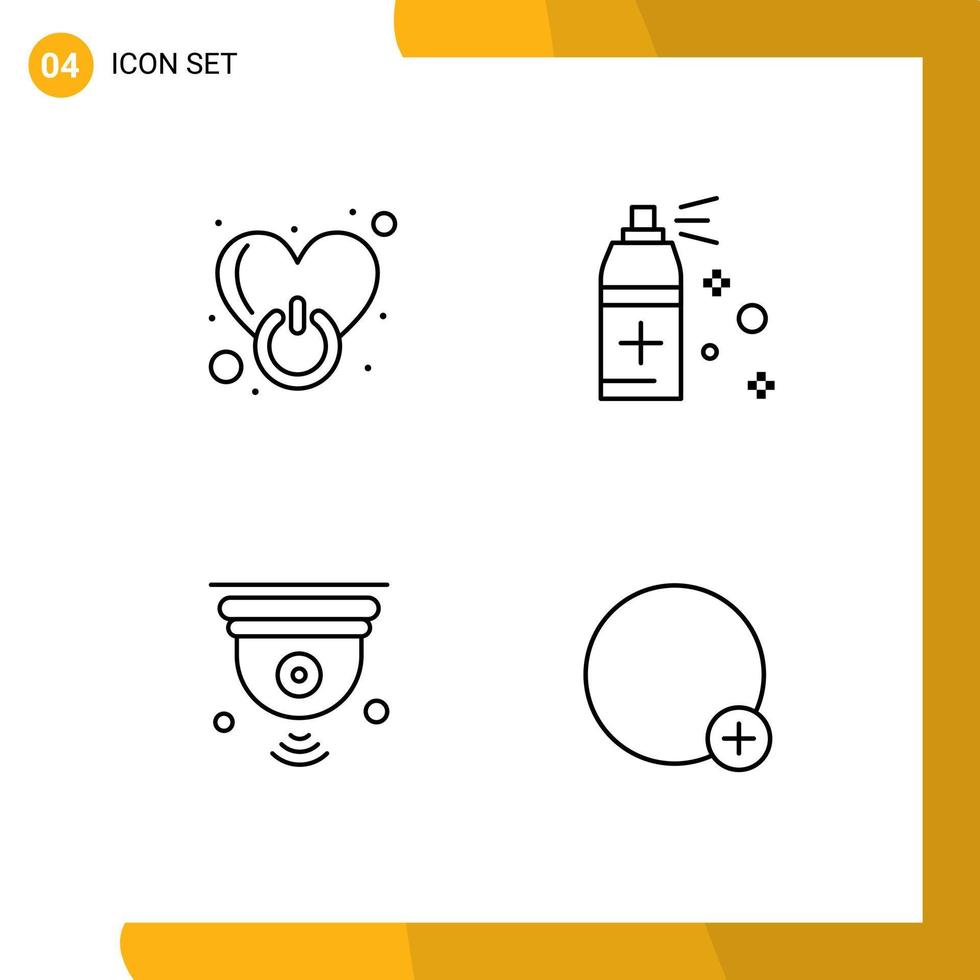 Set of 4 Modern UI Icons Symbols Signs for off internet sign cleaning iot Editable Vector Design Elements