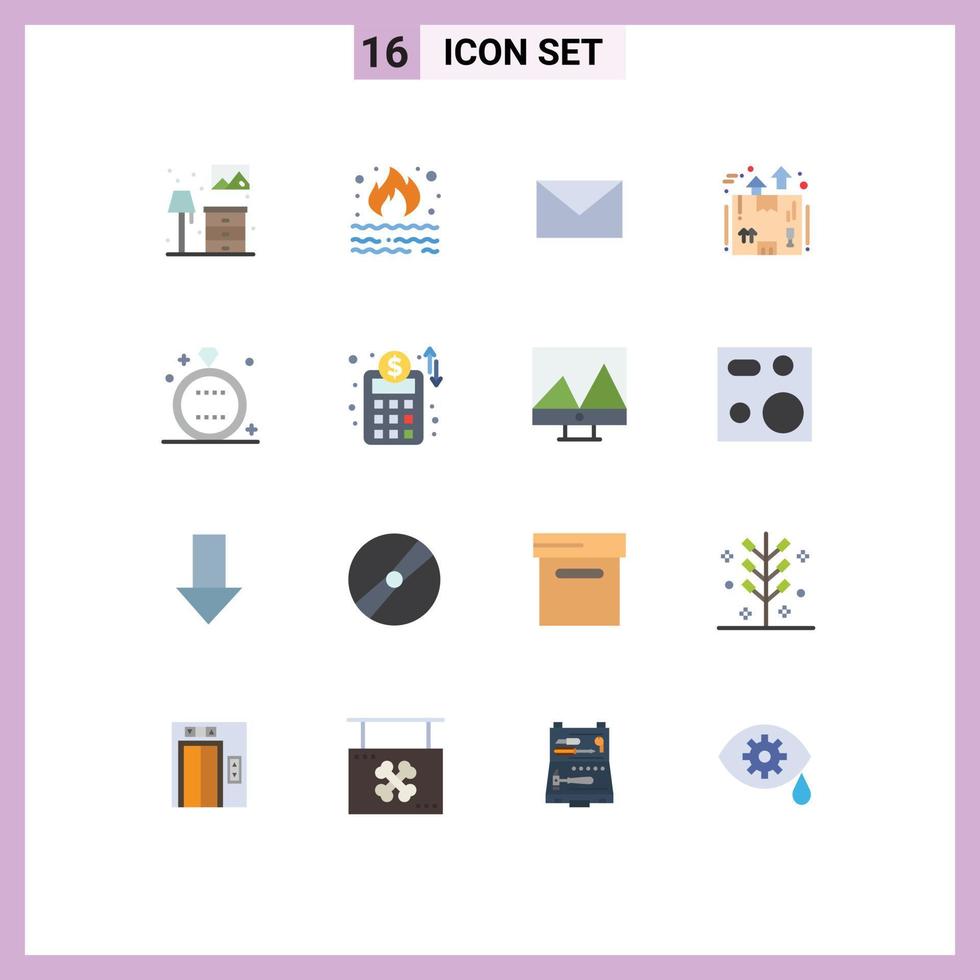 conjunto de 16 iconos de interfaz de usuario modernos signos de símbolos para paquete de celebración caja de logística de humo paquete editable de elementos creativos de diseño de vectores