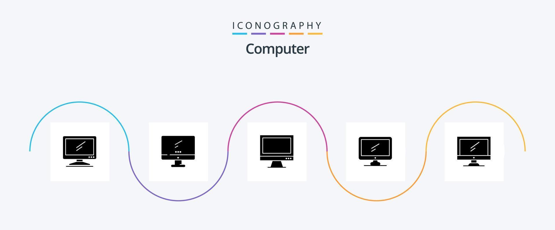 Computer Glyph 5 Icon Pack Including . vector