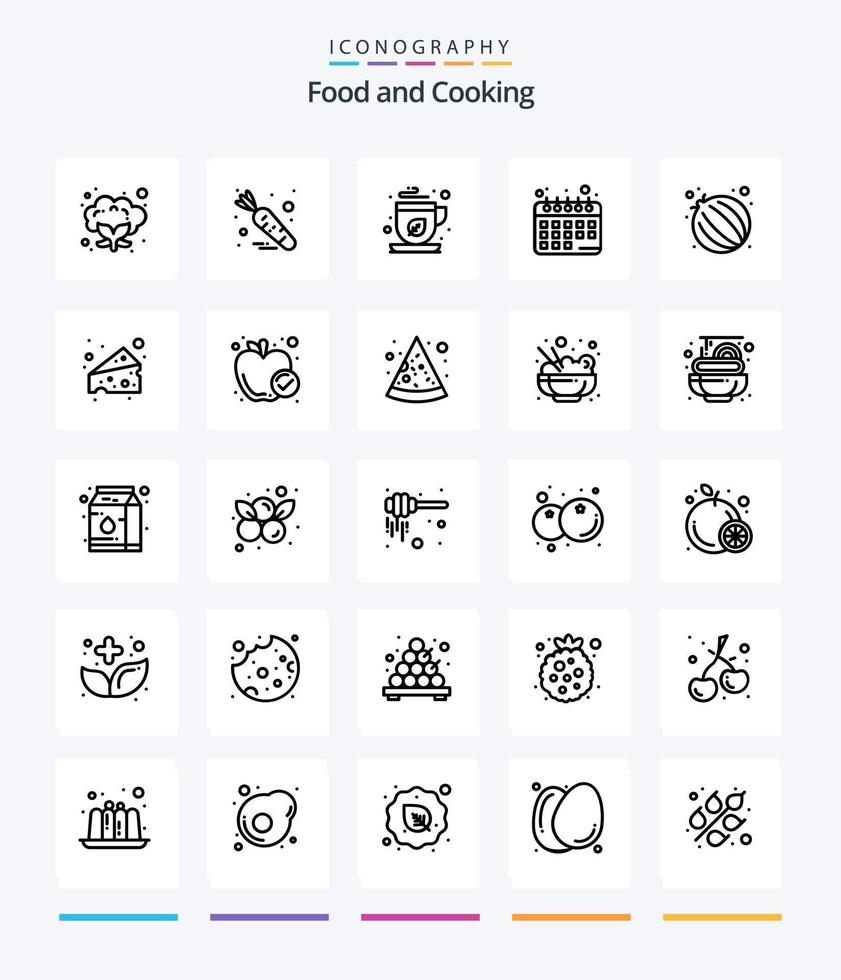 Creative Food 25 OutLine icon pack  Such As food. vegetable. mocha. onion. plans vector