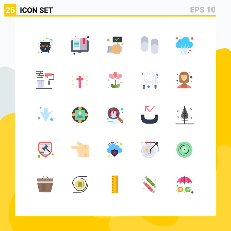 Modern Set of 25 Flat Colors and symbols such as news slippers checked picnic beach Editable Vector Design Elements