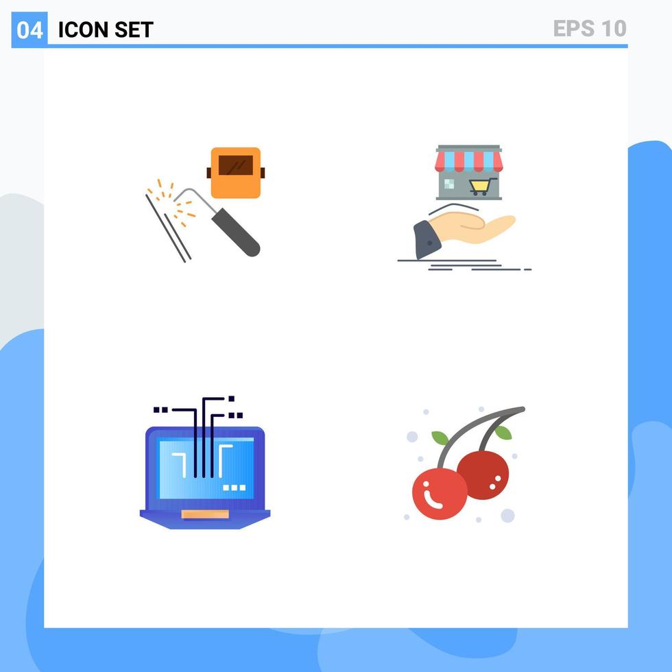 grupo de 4 iconos planos, signos y símbolos para soldar a mano fábrica donar red elementos de diseño vectorial editables vector