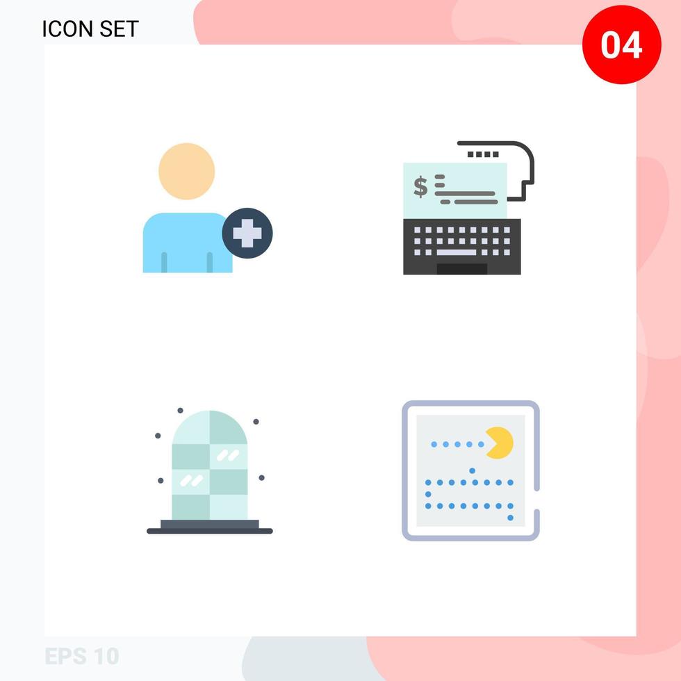 Modern Set of 4 Flat Icons and symbols such as add on living digital banking money competition Editable Vector Design Elements