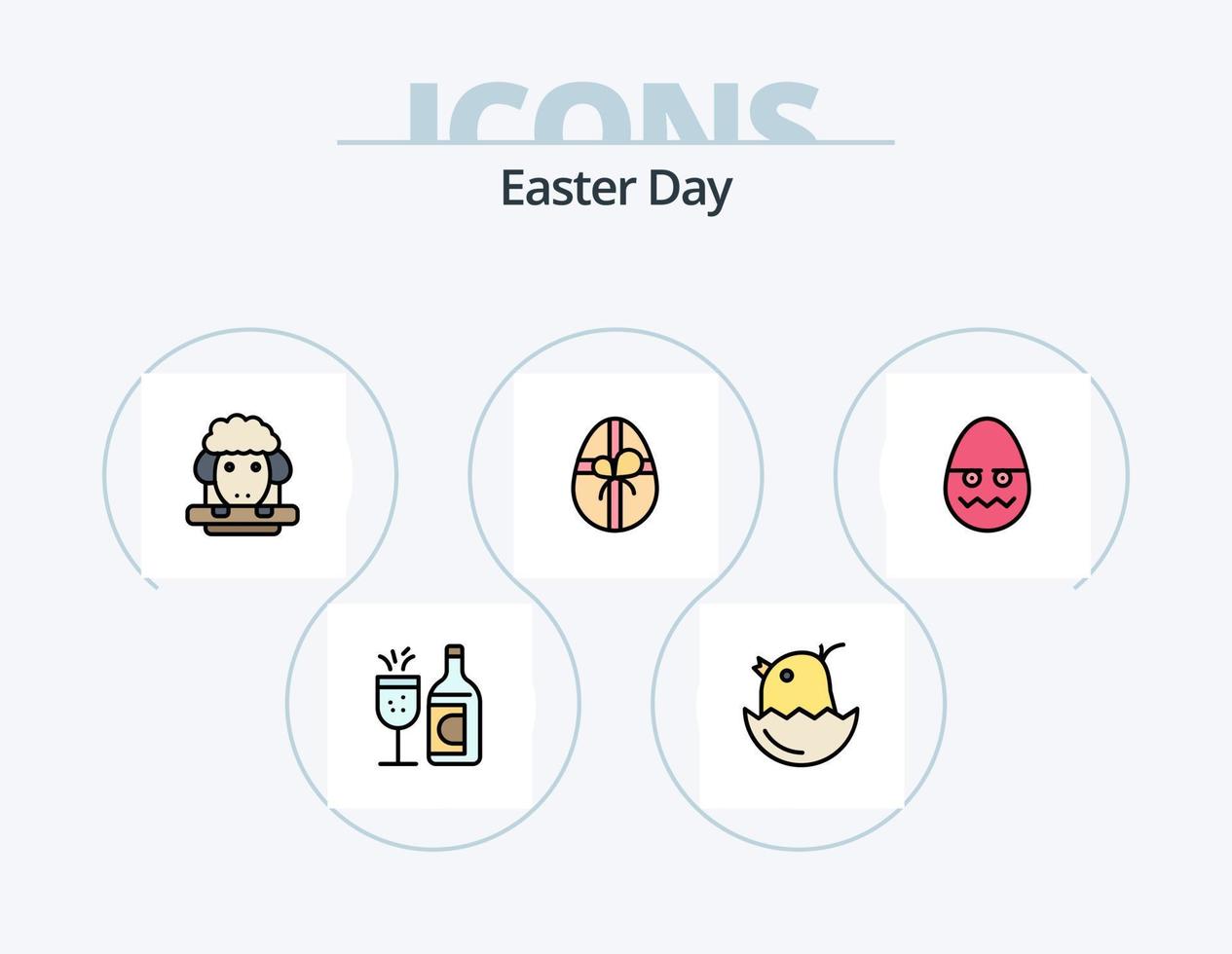 Easter Line Filled Icon Pack 5 Icon Design. cake. spring. egg. sheep. easter vector