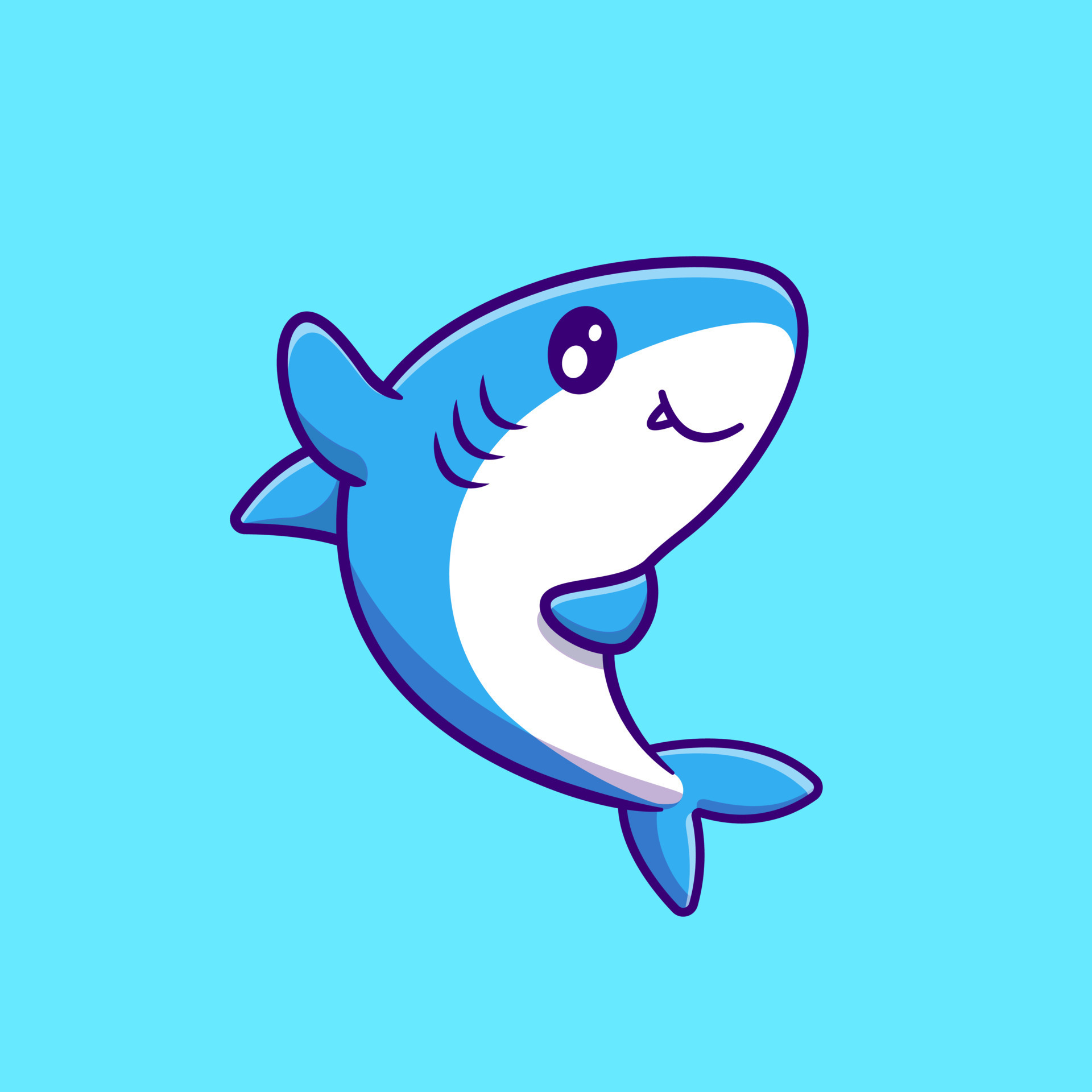 Cute Shark Waving Hand Cartoon Vector Icon Illustration. Animal ...