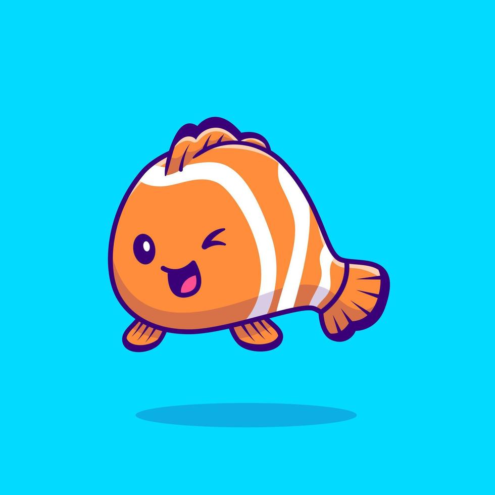 Ilustración de icono de vector de dibujos animados de pez payaso lindo. concepto de icono de animal marino vector premium aislado. estilo de dibujos animados plana