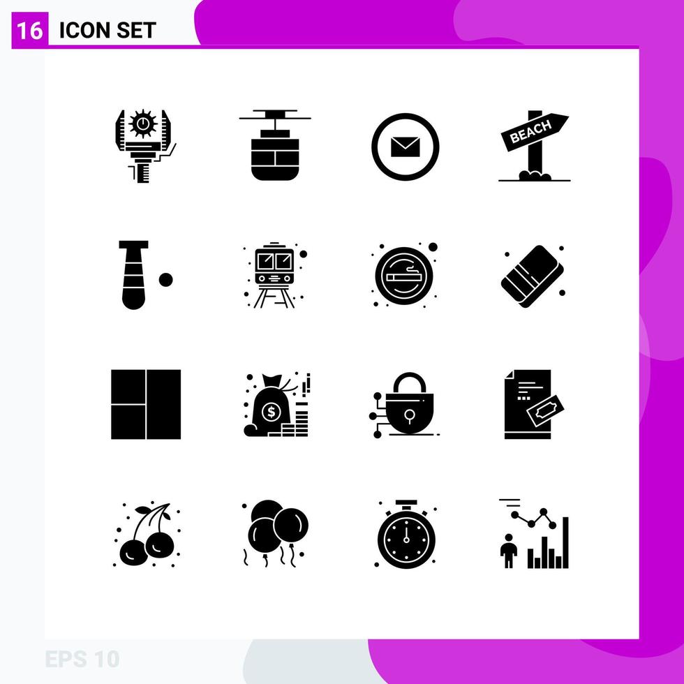Solid Glyph Pack of 16 Universal Symbols of baseball travel vehicles sign web Editable Vector Design Elements