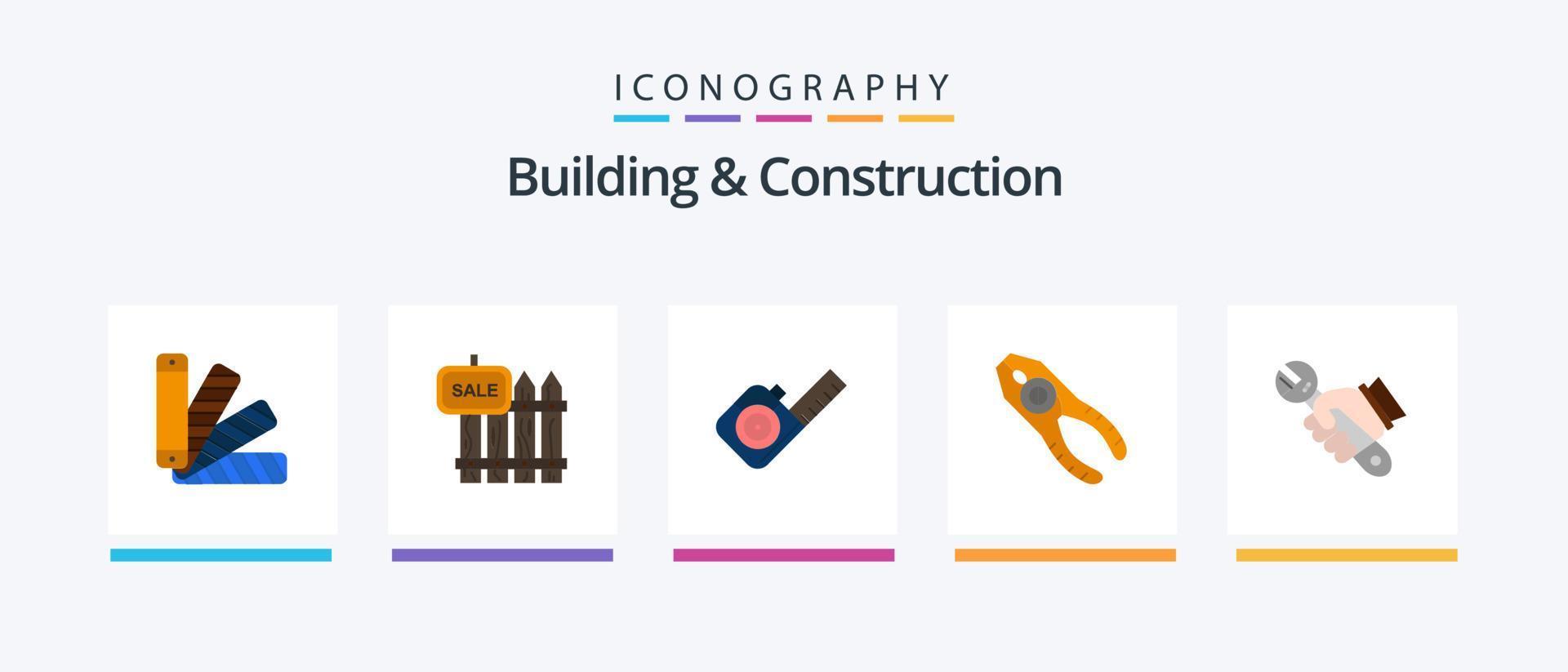 Building And Construction Flat 5 Icon Pack Including repair. pliers. garden. pincers. tape. Creative Icons Design vector