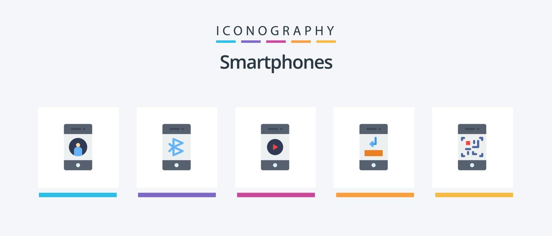 Paquete de 5 íconos planos de teléfonos inteligentes que incluye teléfono. llamada. móvil. flechas sonar. diseño de iconos creativos vector