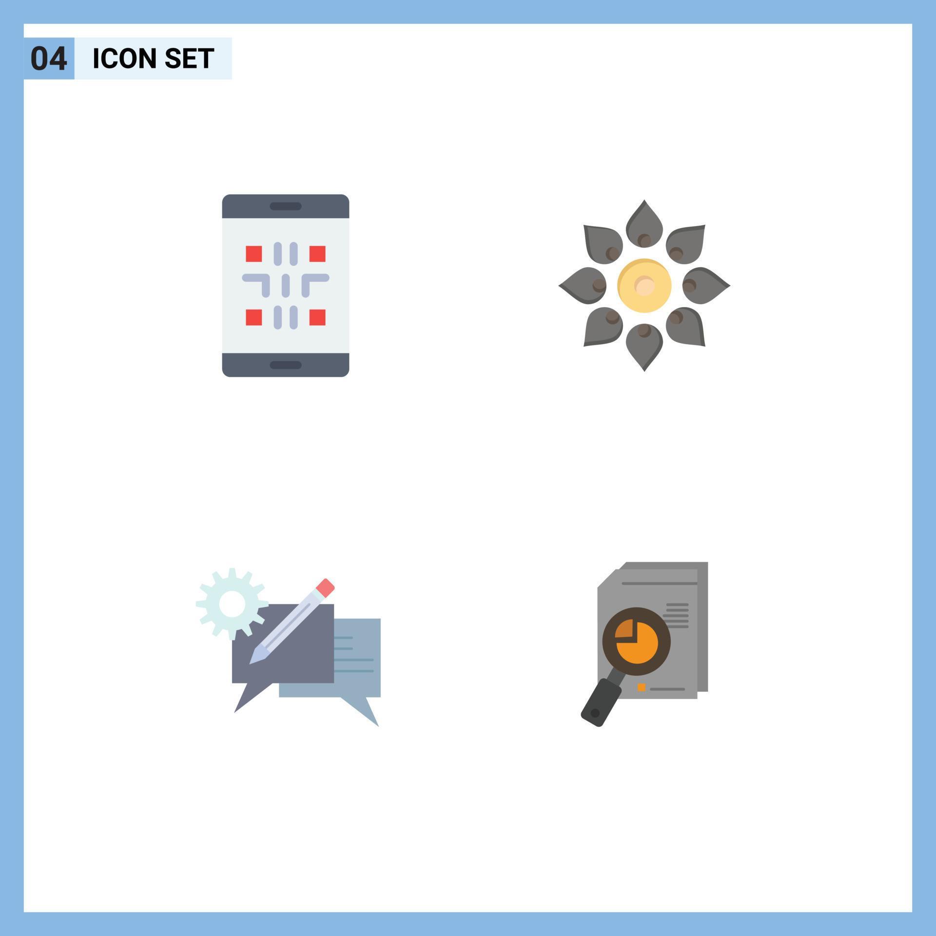 4 Universal Flat Icon Signs Symbols of code hindu qr decorate chat