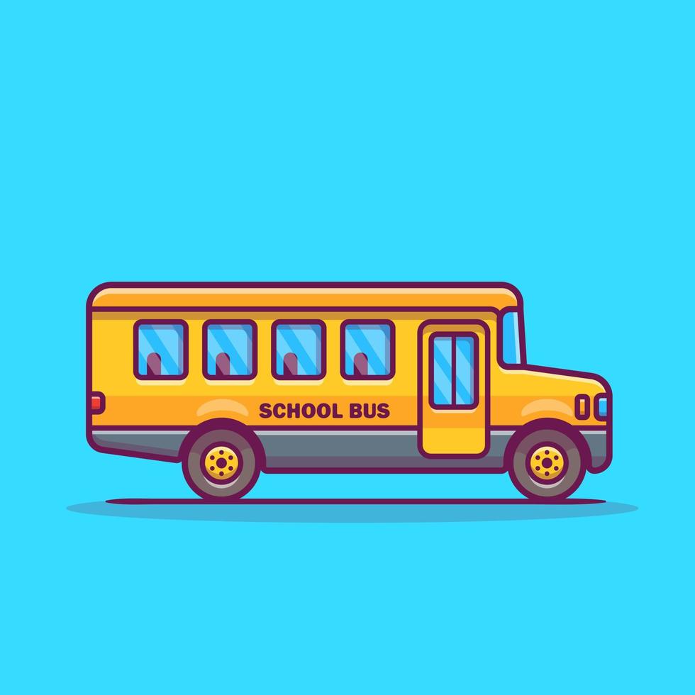 School Bus Cartoon Vector Icon Illustration. Education Transportation Icon Concept Isolated Premium Vector. Flat Cartoon Style
