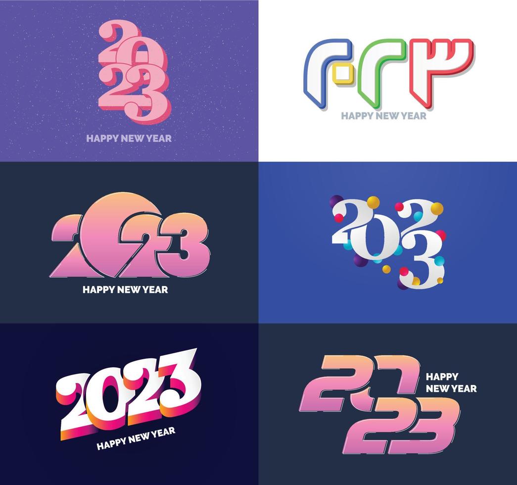 Big Set of 2023 Happy New Year logo text design 2023 number design template vector