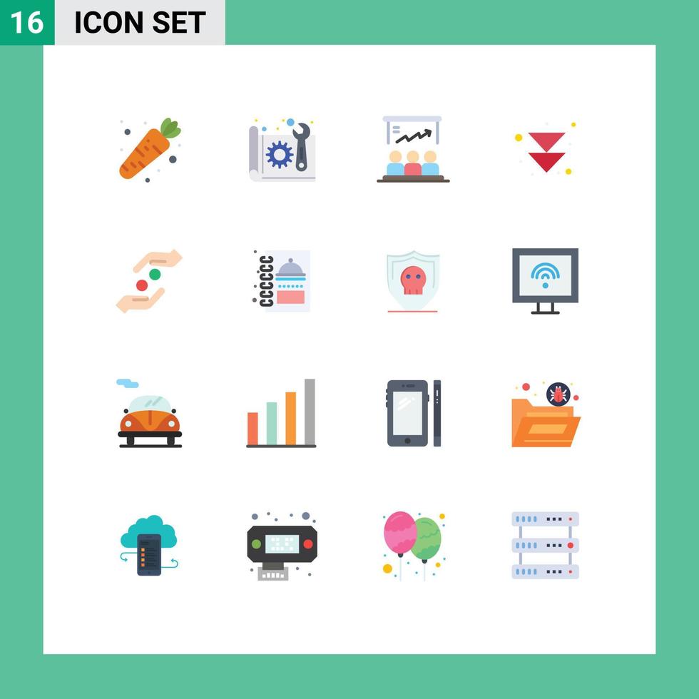 Set of 16 Vector Flat Colors on Grid for faith next presentation forward marketing Editable Pack of Creative Vector Design Elements