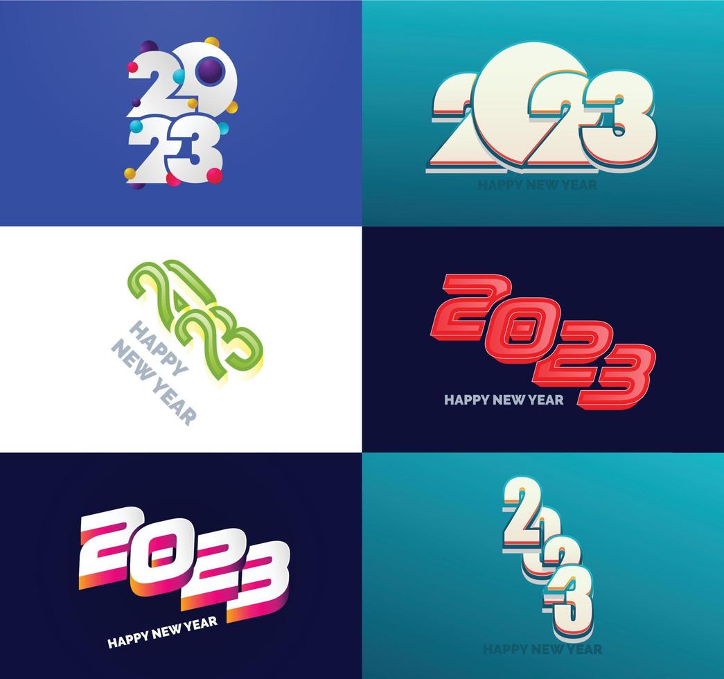 Big Set of 2023 Happy New Year logo text design 2023 number design template vector