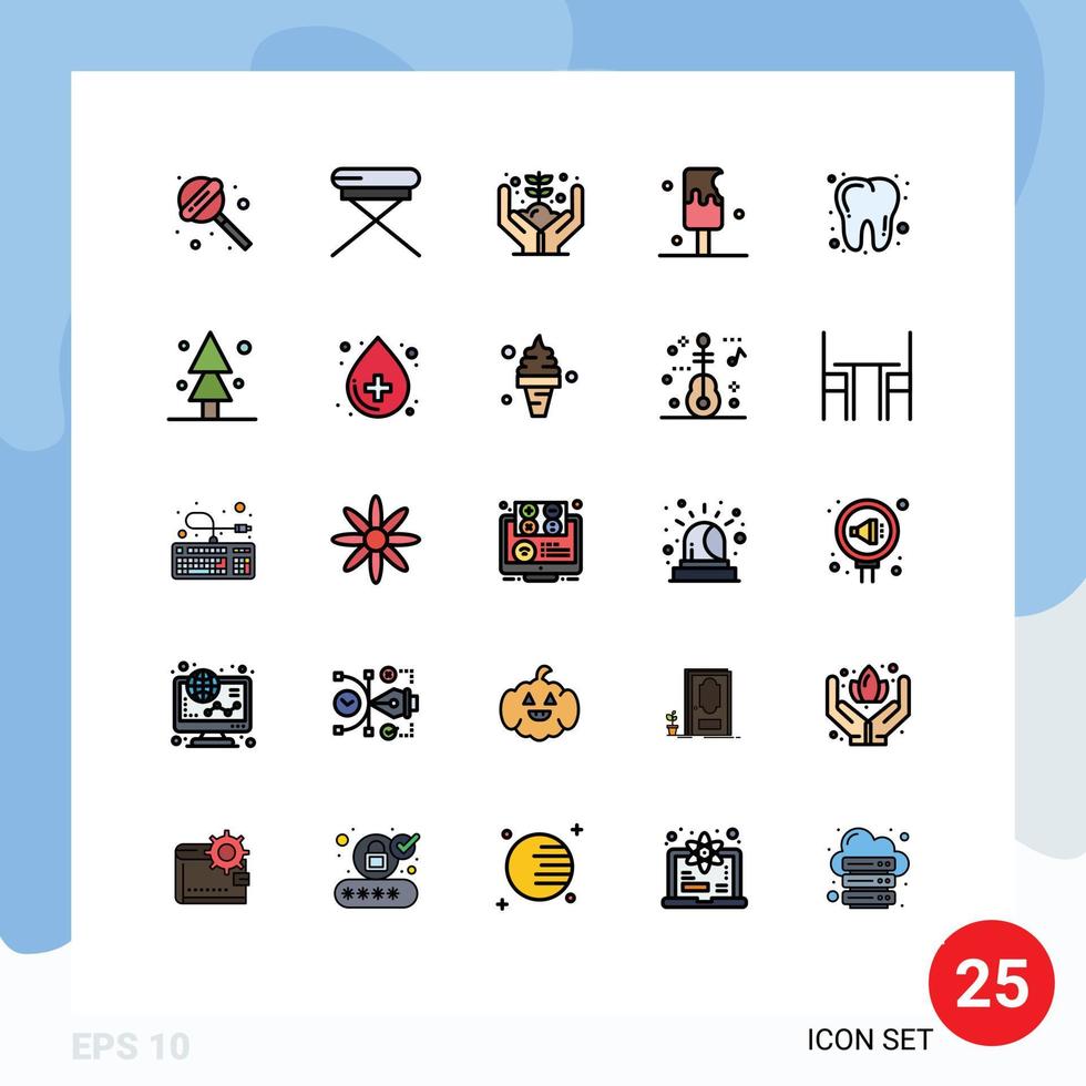 conjunto de 25 iconos de interfaz de usuario modernos símbolos signos para dientes dentales mano alimentos dulces elementos de diseño vectorial editables vector