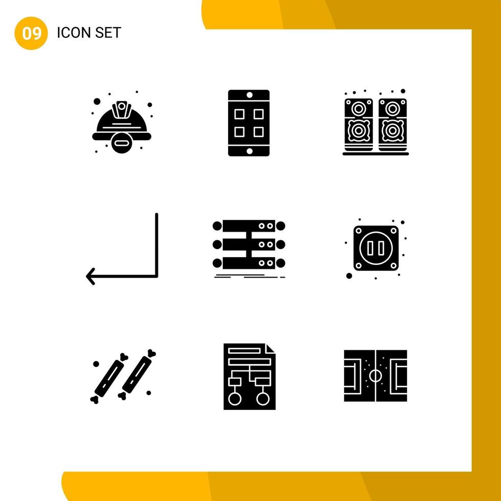 Set of 9 Modern UI Icons Symbols Signs for database structure music server back Editable Vector Design Elements