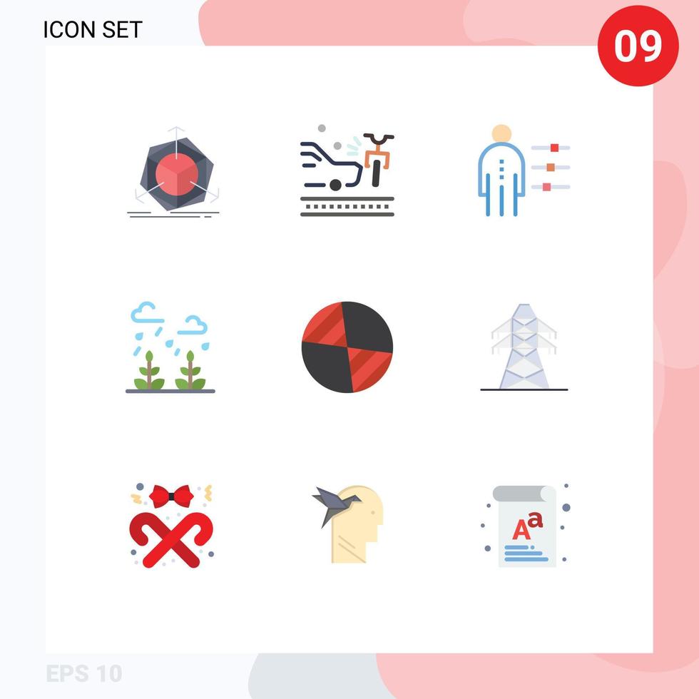 Group of 9 Modern Flat Colors Set for center leaf abilities growth recruitment Editable Vector Design Elements