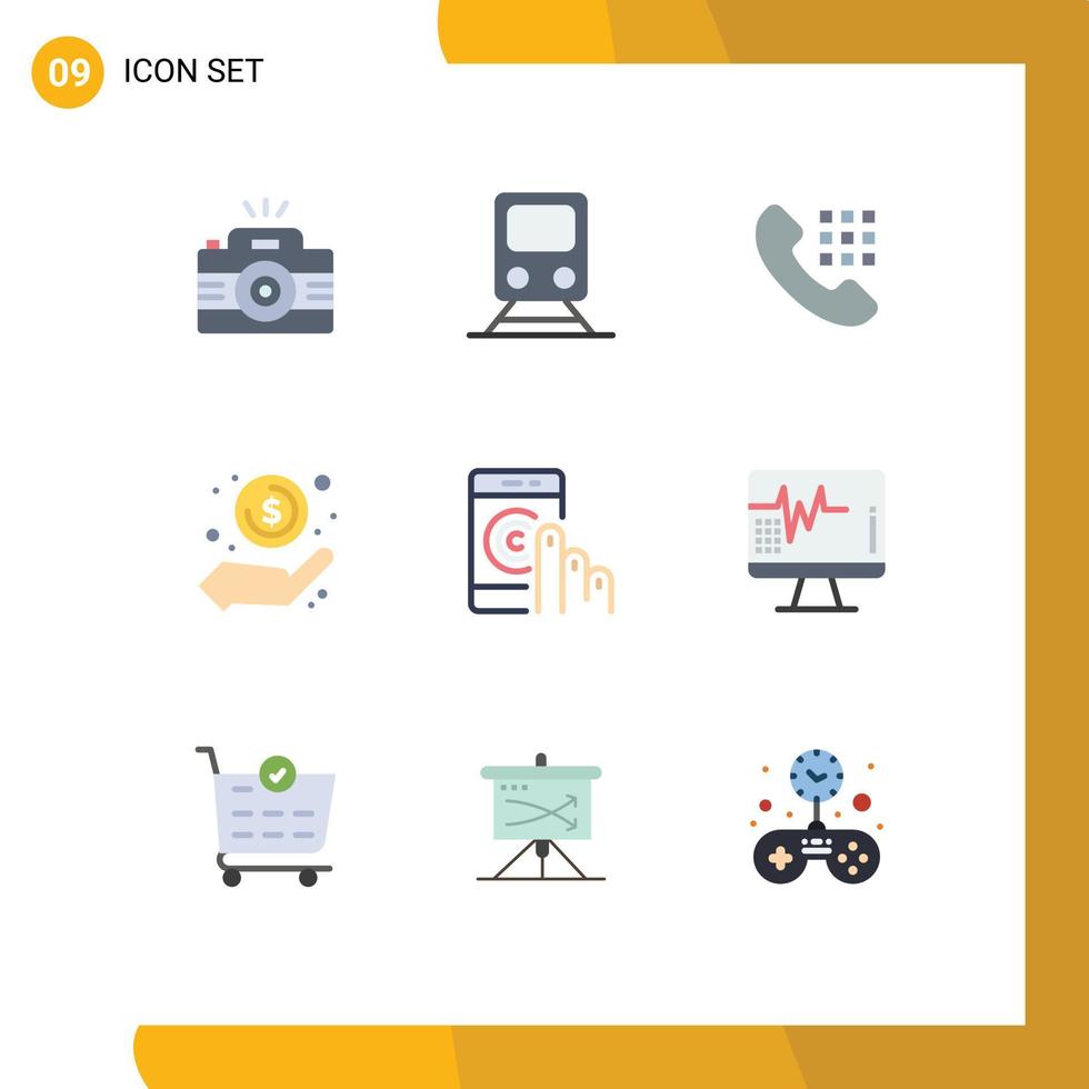 Stock Vector Icon Pack of 9 Line Signs and Symbols for money in hand hand transportation cash phone Editable Vector Design Elements