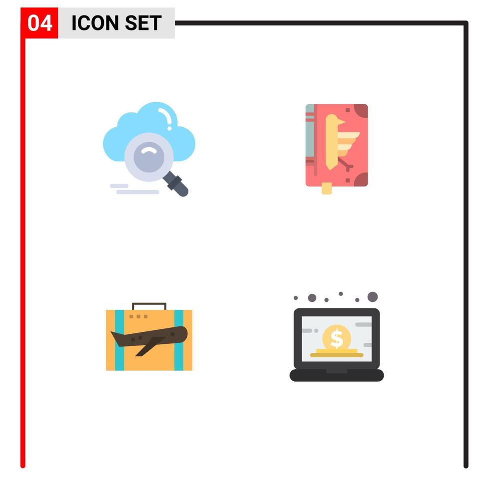 Stock Vector Icon Pack of 4 Line Signs and Symbols for cloud edict online codex baggage Editable Vector Design Elements