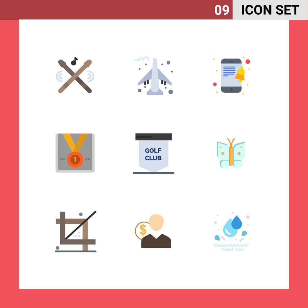 9 iconos creativos signos y símbolos modernos de notificación de juego de club de golf trofeo estrella elementos de diseño vectorial editables vector