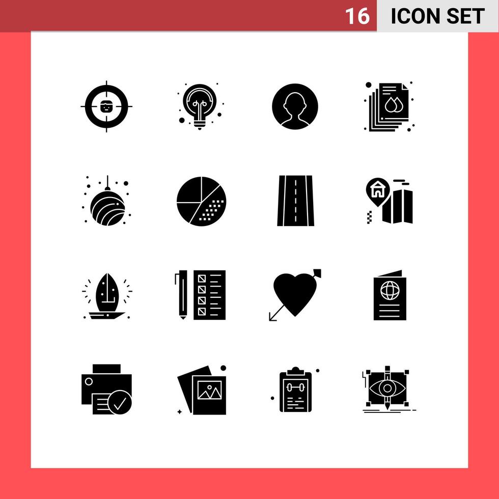 Set of 16 Commercial Solid Glyphs pack for garland banner tips print document Editable Vector Design Elements