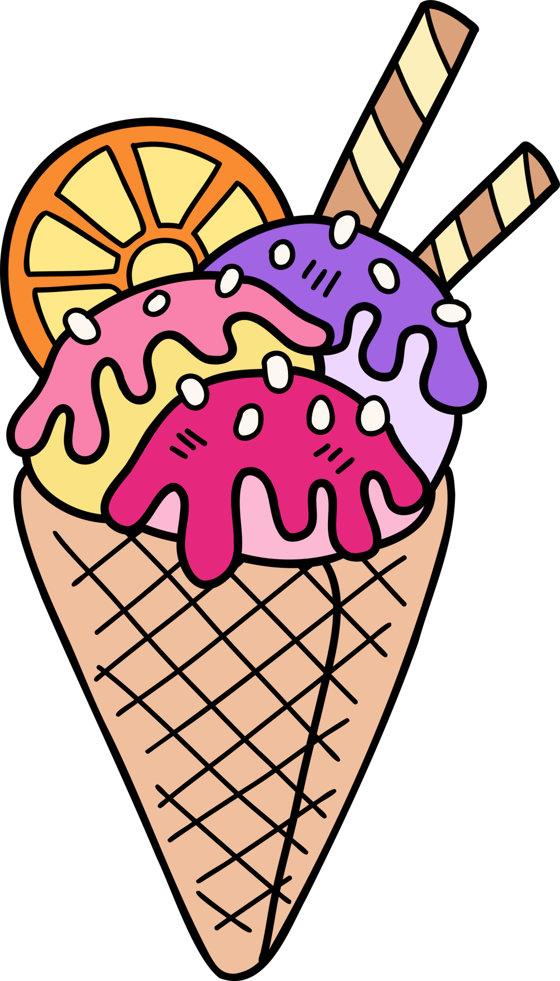 Hand Drawn Ice cream cone with lemon illustration 16409671 PNG
