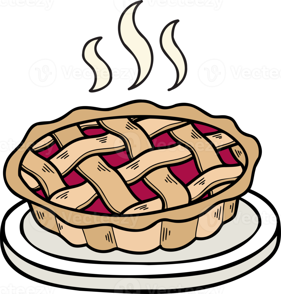 illustration de tarte fraîchement cuite dessinée à la main png