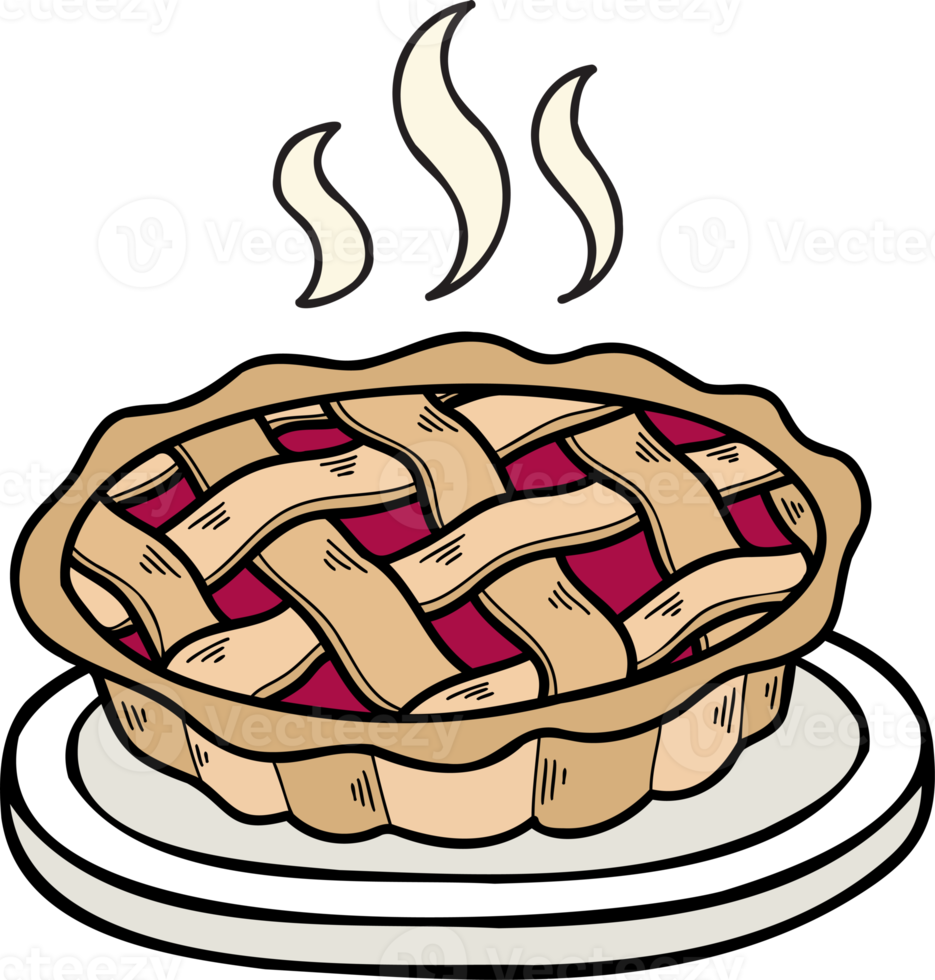 ilustração de torta recém-assada desenhada à mão png