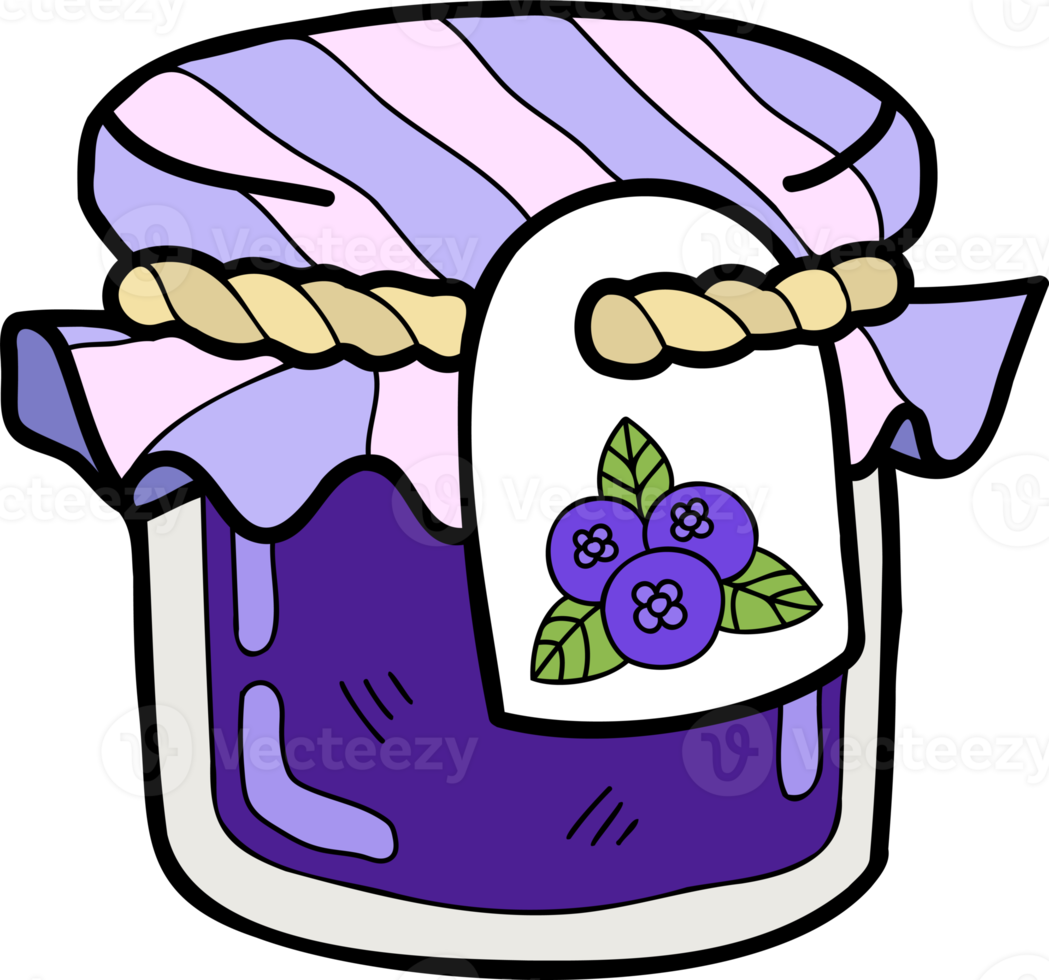 Hand Drawn blueberry jam jar illustration 16409675 PNG