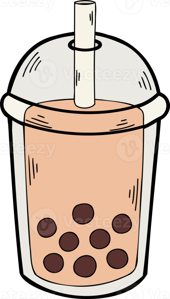 illustration de thé au lait bulle dessiné à la main png