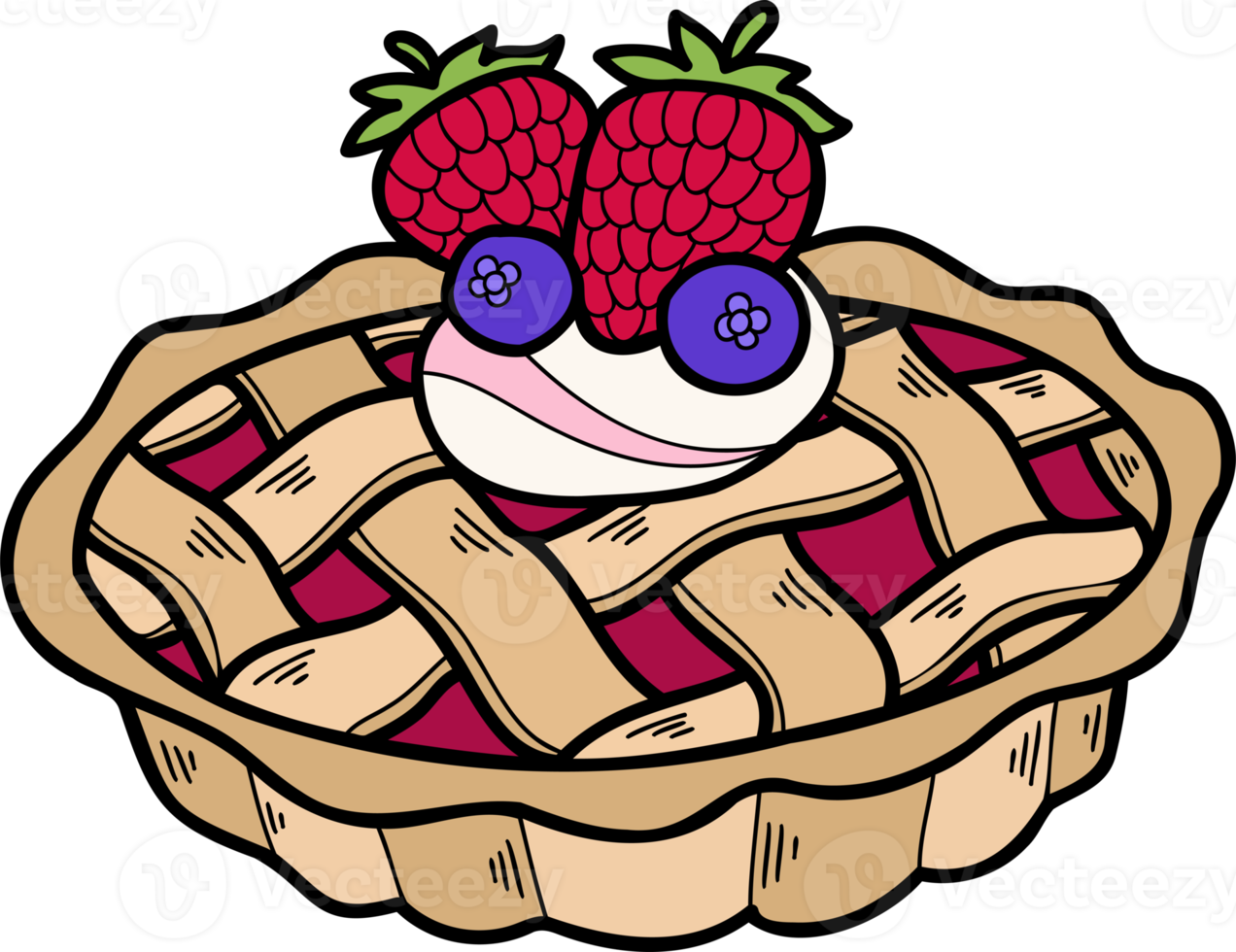 Hand Drawn Strawberry Pie illustration png